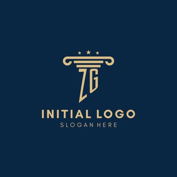 ZG monogram initial logo with pillar and stars, best design for legal firm vector