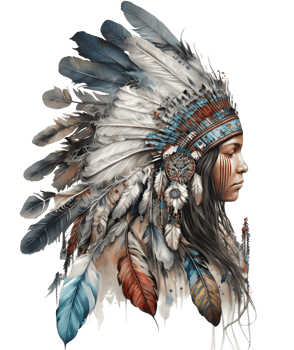 Native american tribal feather watercolor crown, png