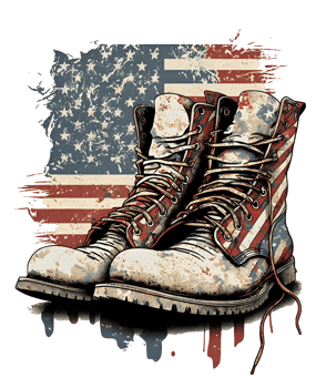 Veteran boots patriotic 4th of July watercolor, png