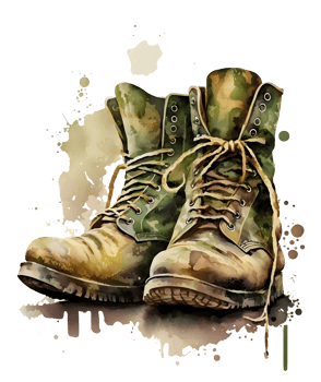 Veteran boots patriotic 4th of July watercolor, png