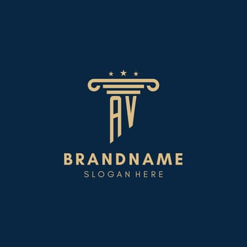 AV monogram initial logo with pillar and stars, best design for legal firm vector