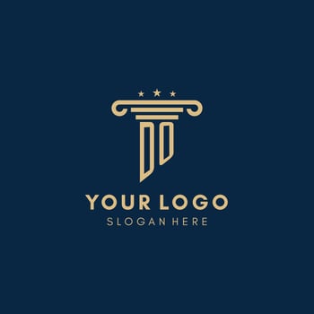 DO monogram initial logo with pillar and stars, best design for legal firm vector
