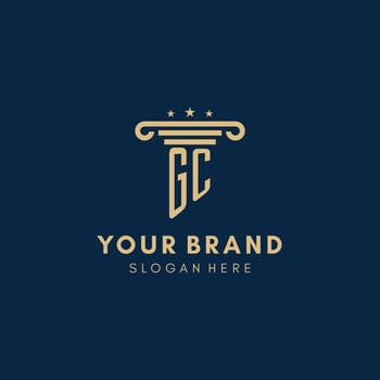 GC monogram initial logo with pillar and stars, best design for legal firm vector