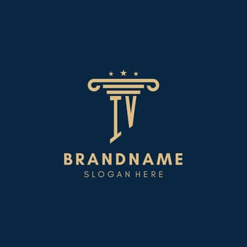 IV monogram initial logo with pillar and stars, best design for legal firm vector