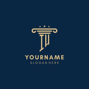 IW monogram initial logo with pillar and stars, best design for legal firm vector