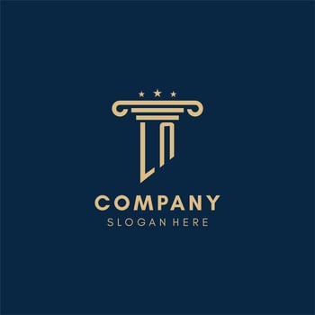 LN monogram initial logo with pillar and stars, best design for legal firm vector