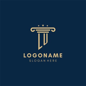 LU monogram initial logo with pillar and stars, best design for legal firm vector