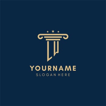 LW monogram initial logo with pillar and stars, best design for legal firm vector