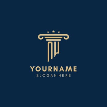 NW monogram initial logo with pillar and stars, best design for legal firm vector