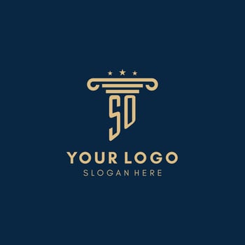 SO monogram initial logo with pillar and stars, best design for legal firm vector