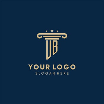 UB monogram initial logo with pillar and stars, best design for legal firm vector