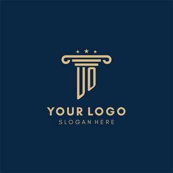 UO monogram initial logo with pillar and stars, best design for legal firm vector