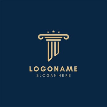 UU monogram initial logo with pillar and stars, best design for legal firm vector