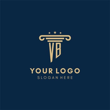 VB monogram initial logo with pillar and stars, best design for legal firm vector