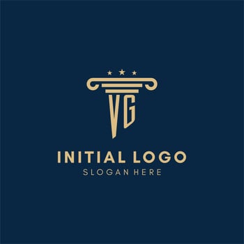 VG monogram initial logo with pillar and stars, best design for legal firm vector