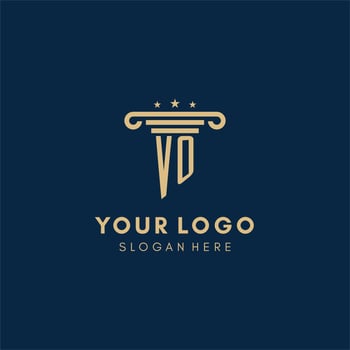 VO monogram initial logo with pillar and stars, best design for legal firm vector