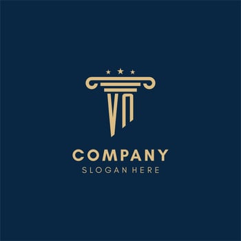 VN monogram initial logo with pillar and stars, best design for legal firm vector