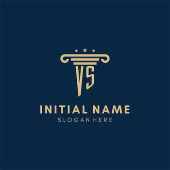 VS monogram initial logo with pillar and stars, best design for legal firm vector
