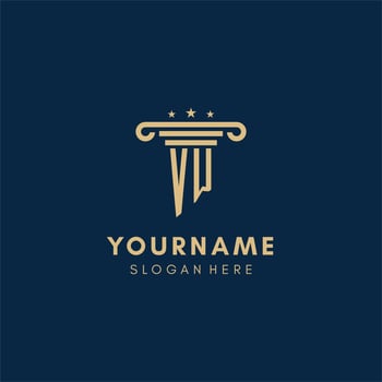 VW monogram initial logo with pillar and stars, best design for legal firm vector