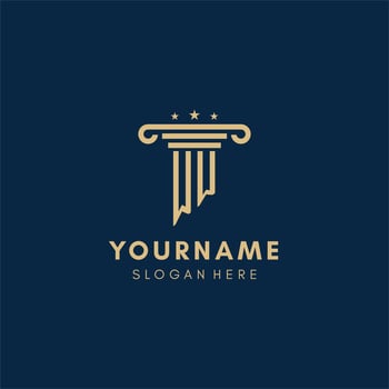 WW monogram initial logo with pillar and stars, best design for legal firm vector