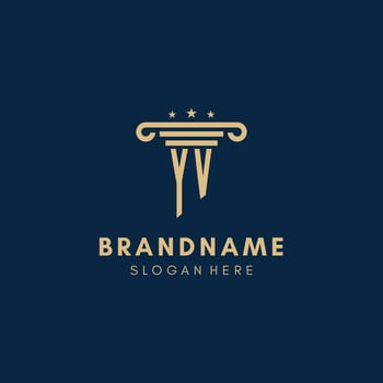 YV monogram initial logo with pillar and stars, best design for legal firm vector