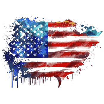 Watercolor American or USA flag, 4th of July element, png