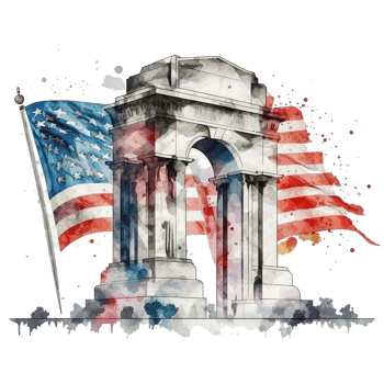 Watercolor landmark of America, 4th of July element, png