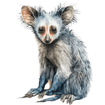 Aye Aye animal watercolor illustration, png