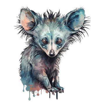 Aye Aye animal watercolor illustration, png