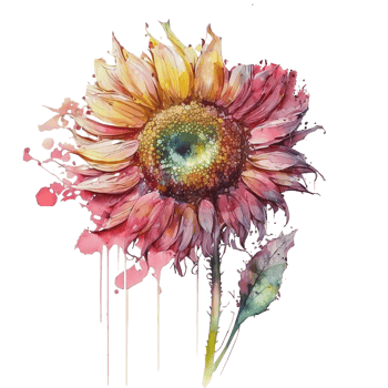 Pink sunflower watercolor illustration, png