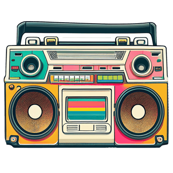 Vintage 80s kawaii boombox sticker, png