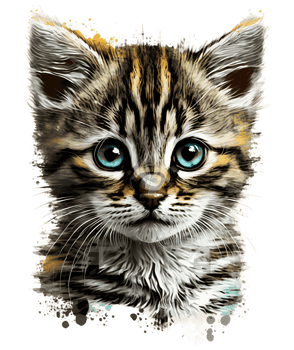 cute round faced cat with a smile, isolated, png