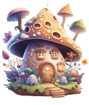 Mushroom house, fairy tale, isolated, png