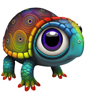 cartoon cute turtle with big eye isolated, png