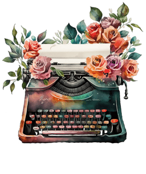 Rose typewriter isolated, png