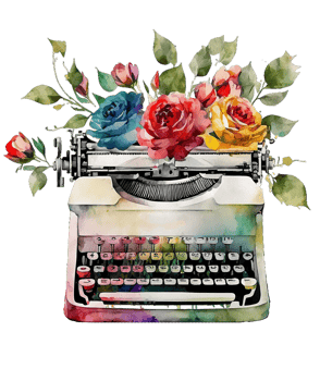 Rose typewriter isolated, png