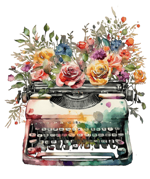 Rose typewriter isolated, png