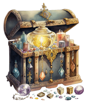 treasure chest with jewelry isolated, png