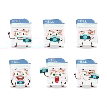 Photographer profession emoticon with bill paper cartoon character vector