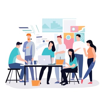 Group of people working together flat illustration vector