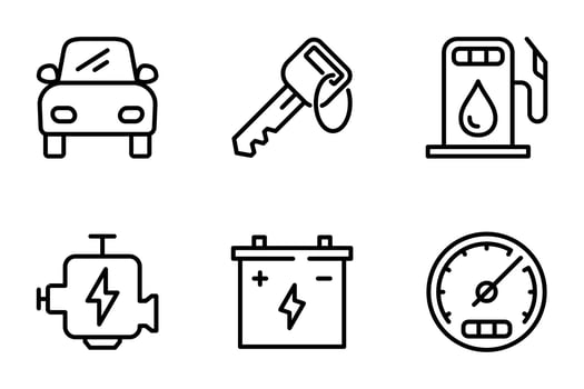 set of car line icons set vector