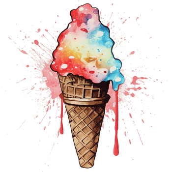 retro ice cream, watercolor, png