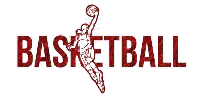 Basketball Font Text Design with Female Sport Player Jumping Action vector