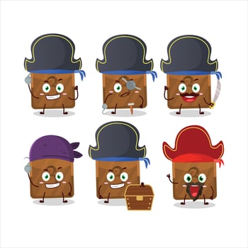 Cartoon character of third first button with various pirates emoticons vector
