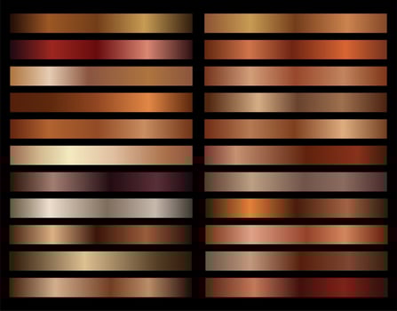 Collection of bronze metallic gradient vector illustration