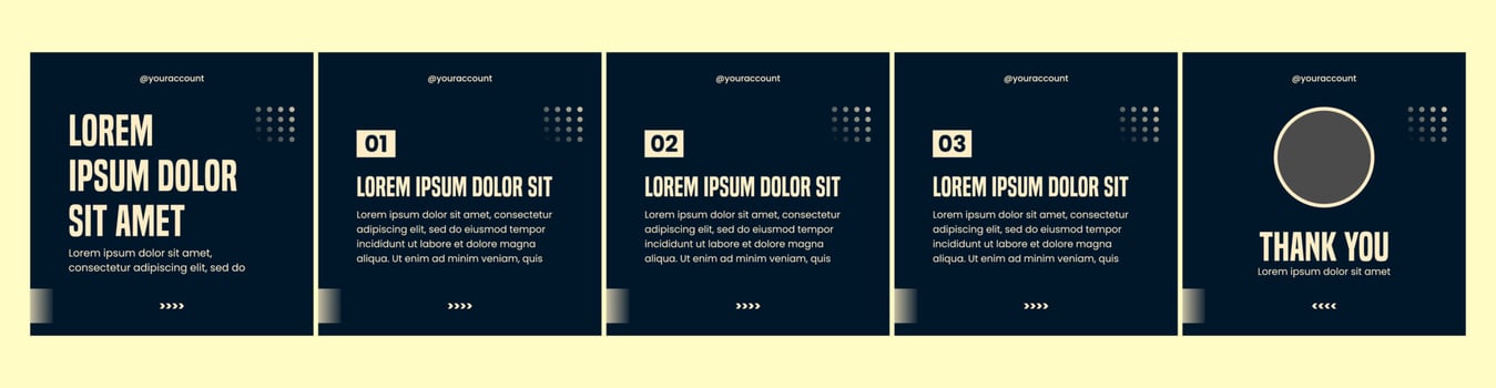 carousel template layout for social media posts. dark theme social media template vector