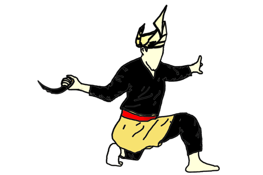 Nusantara martial art dance step with curve knife png
