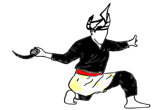 Nusantara martial art dance step with curve knife png