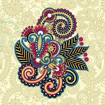 floral background with paisley and indian florals. damask style pattern for textile and decoration. classic ornament with flowers. vector