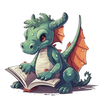 cute baby dinosaur read book . png